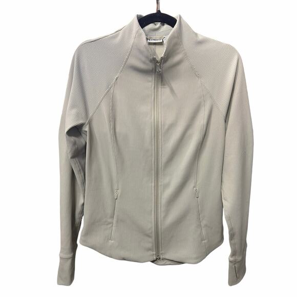 Athleta Salutation Jacket Beige Size M Full Zip Stretch Activewear - Picture 2 of 7